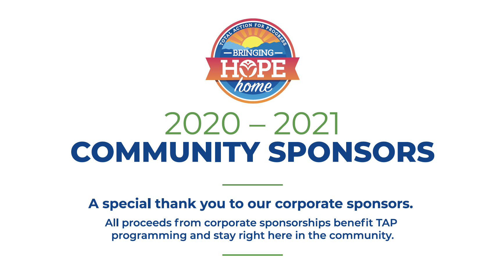 Bringing Hope Home community sponsors