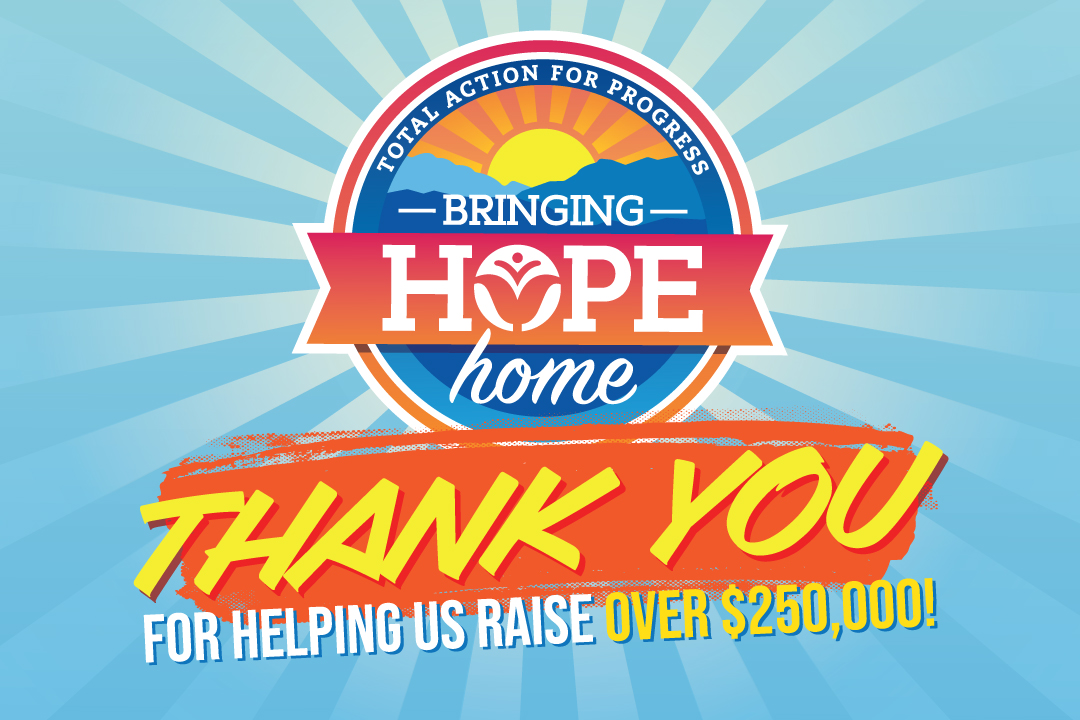 Brightly colored graphic saying thank you for donations
